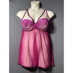 Cacique Babydoll Chemise Size 22/24 Pink Mesh Deadstock Seriously Sexy